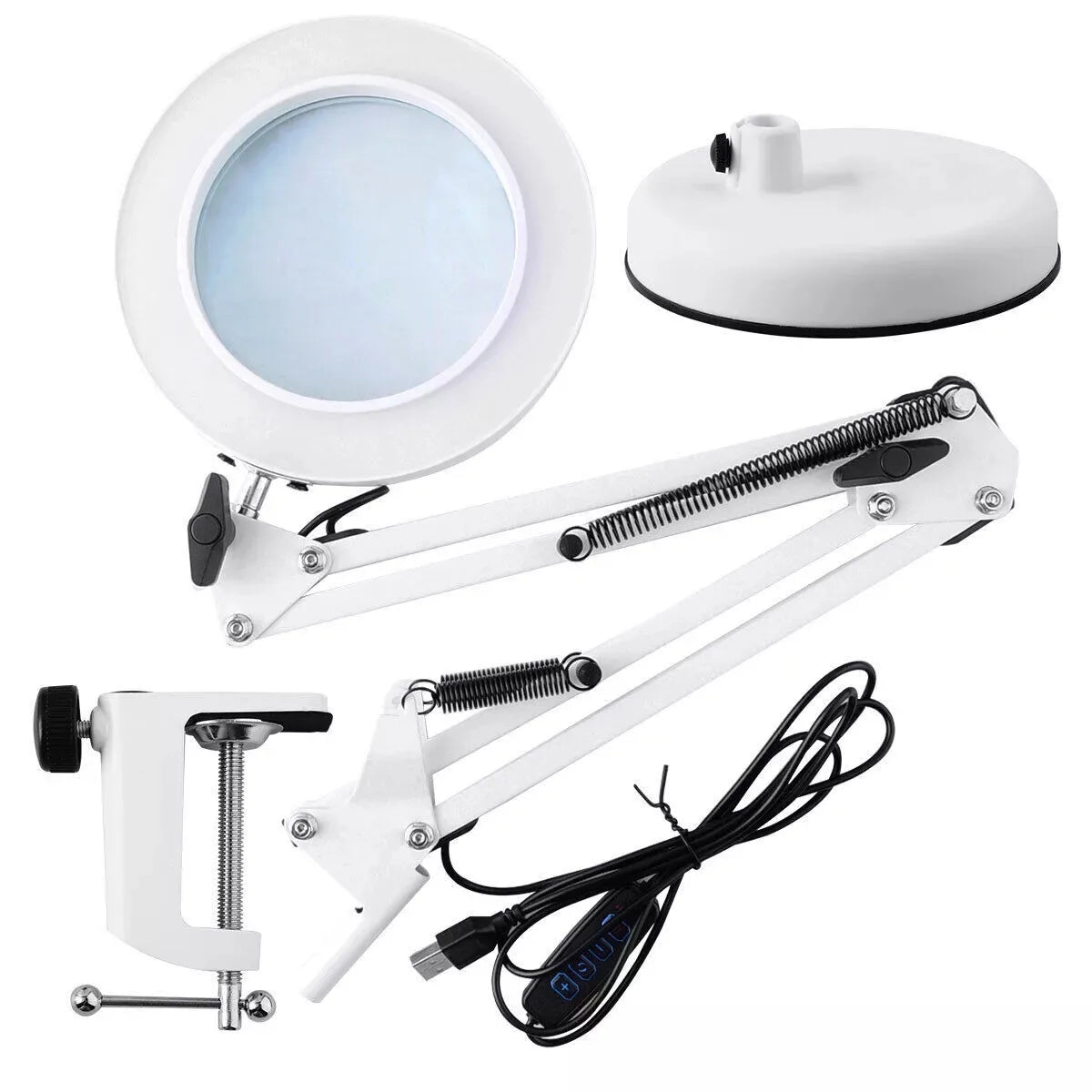LED-Lupenlampe mit Ständer und Klemme
