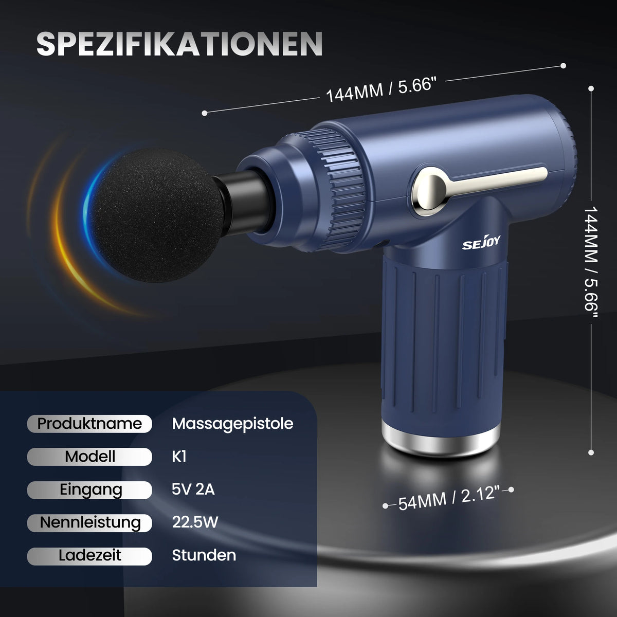 Massagepistole mit 6 Aufsätzen
