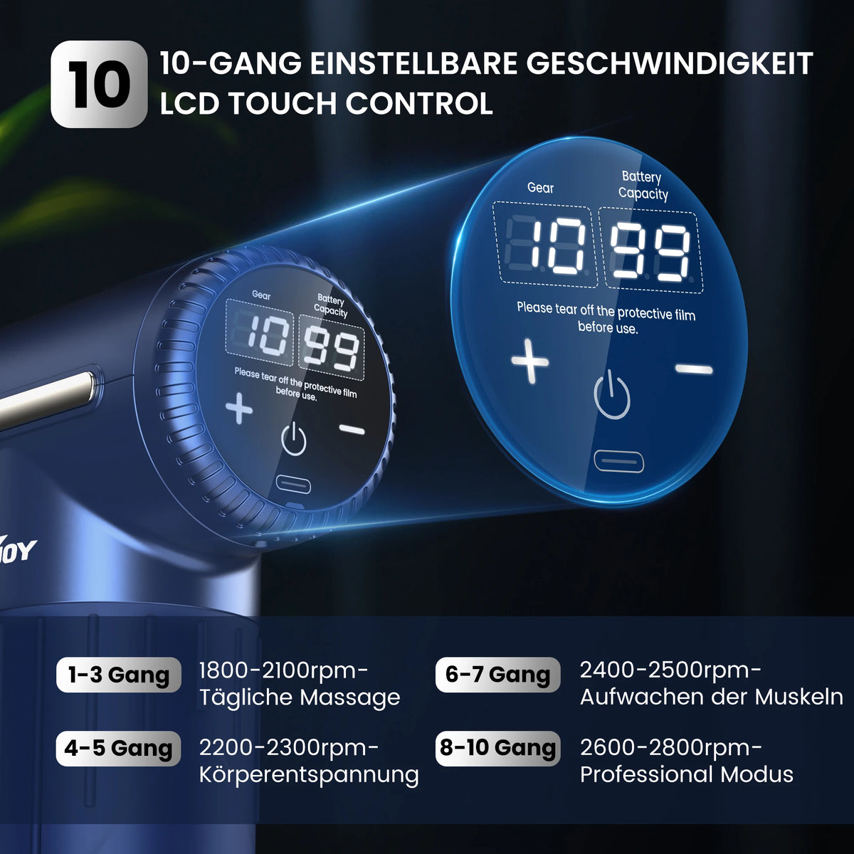 Massagepistole mit 6 Aufsätzen