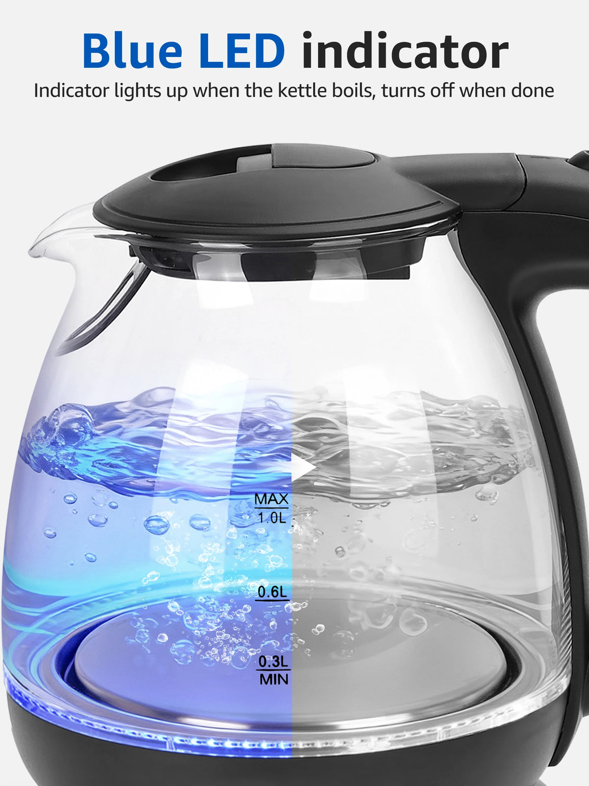 Glas-Wasserkocher 1 Liter mit LED