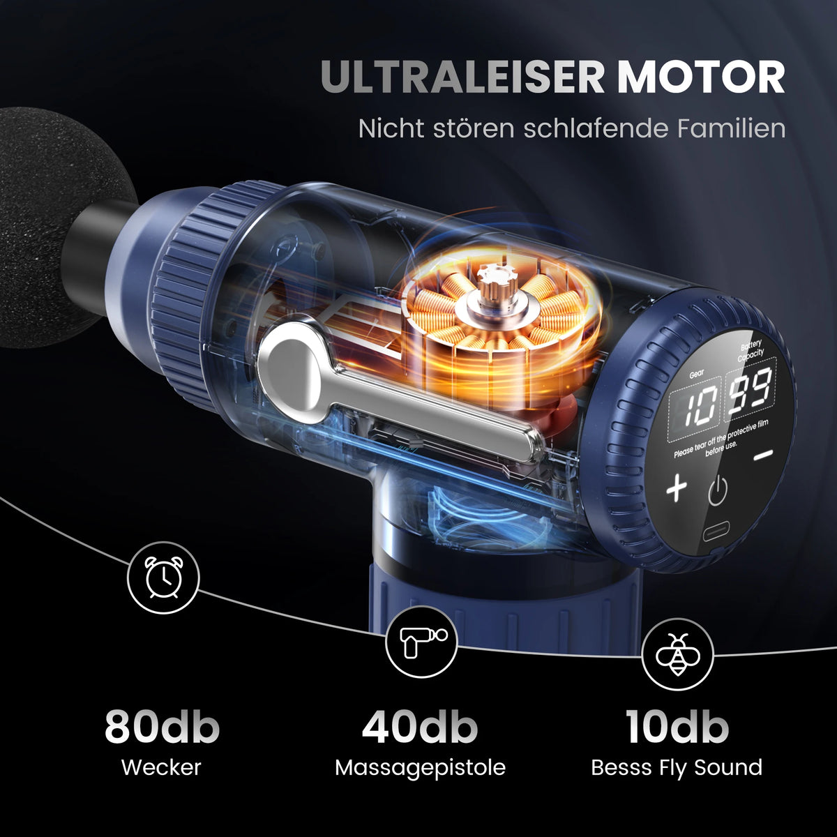 Massagepistole mit 6 Aufsätzen