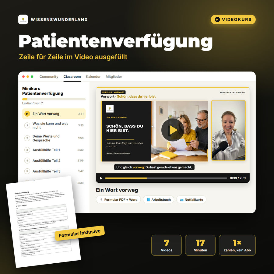 Videokurs Patientenverfügung – mit Formular