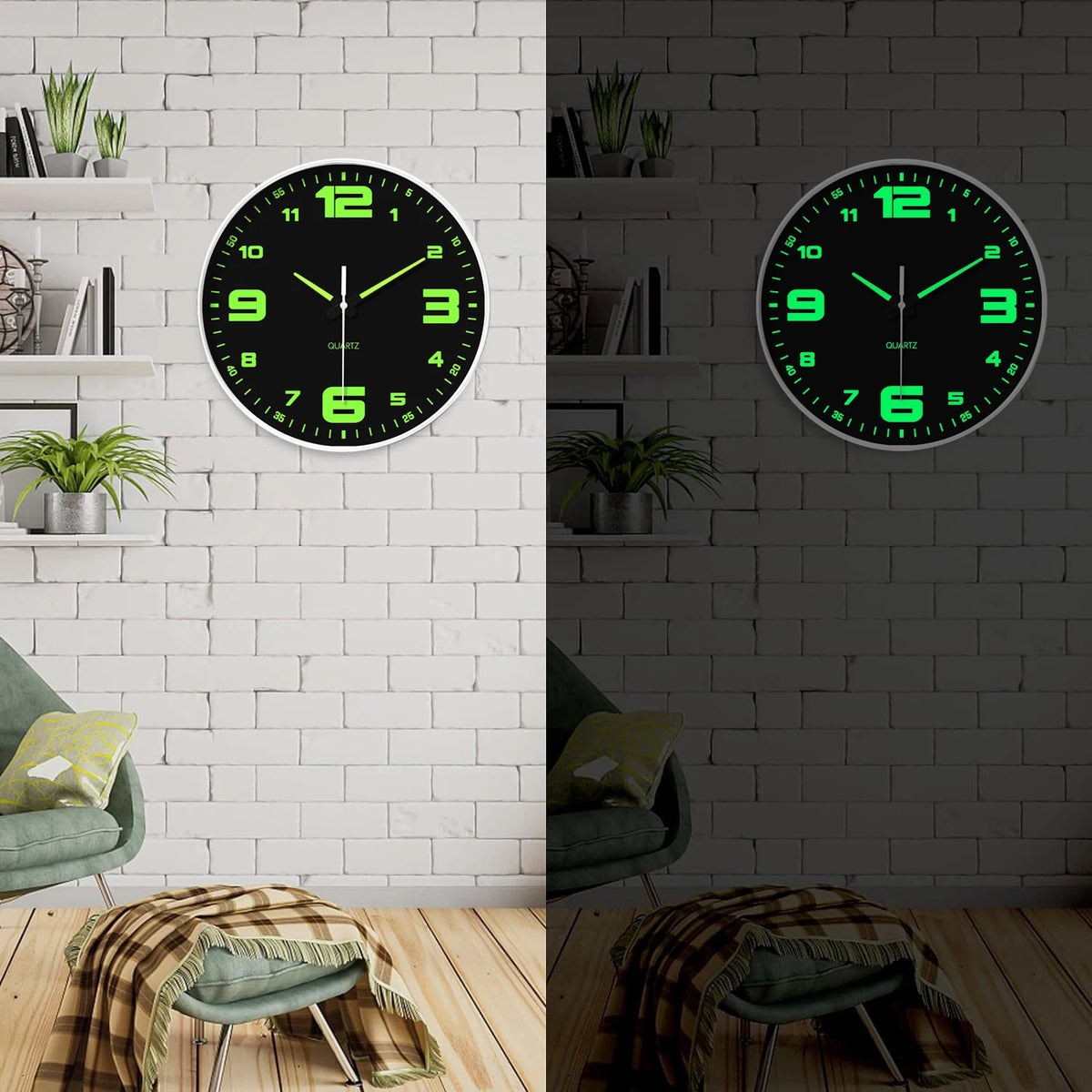 Wanduhr lautlos mit Leuchtziffern