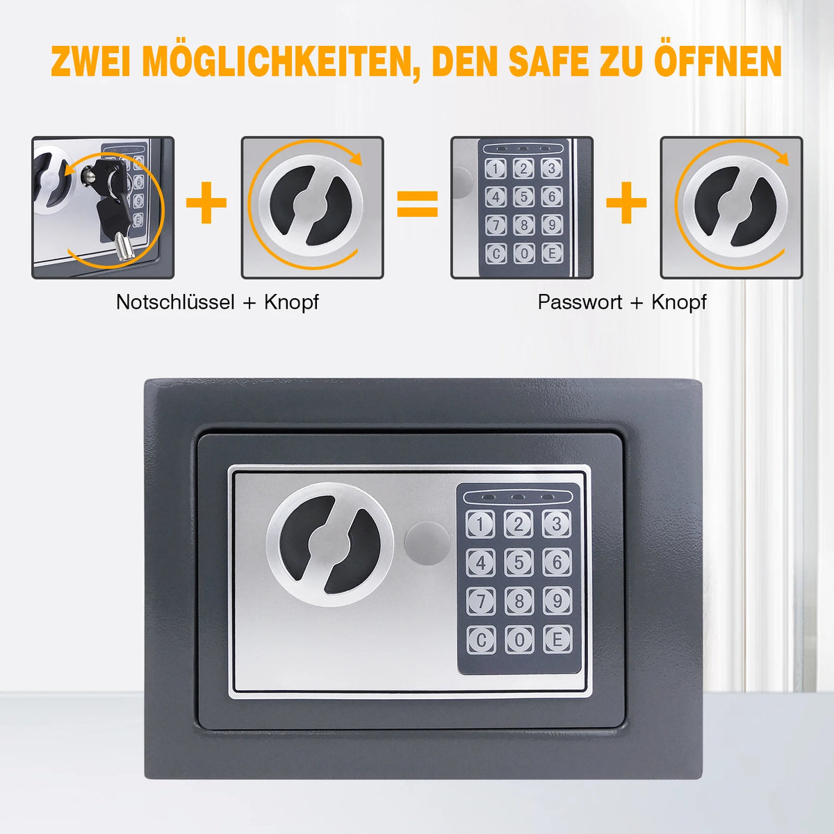 Möbeltresor mit Zahlencode und Notschlüssel