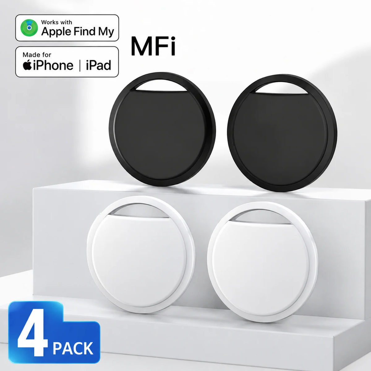 Bluetooth-Schlüsselfinder 4er-Set Schwarz-Weiß
