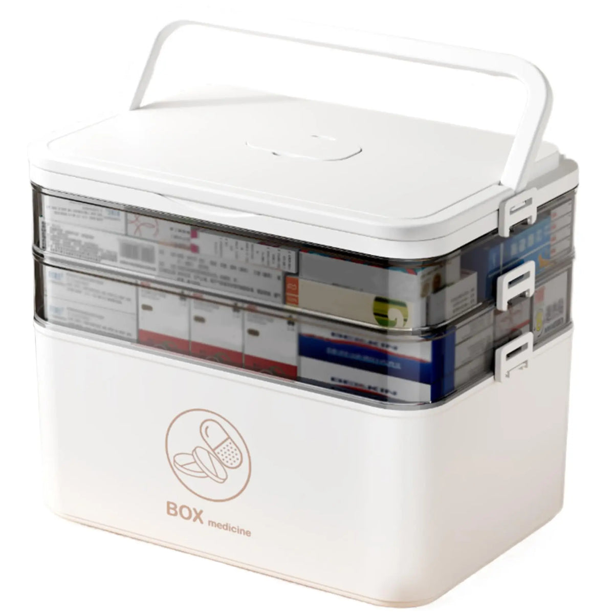Medikamentenbox mit 3 Ebenen und Griff