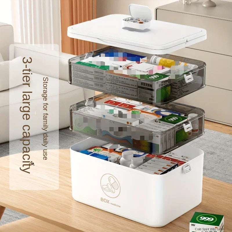 Medikamentenbox mit 3 Ebenen und Griff