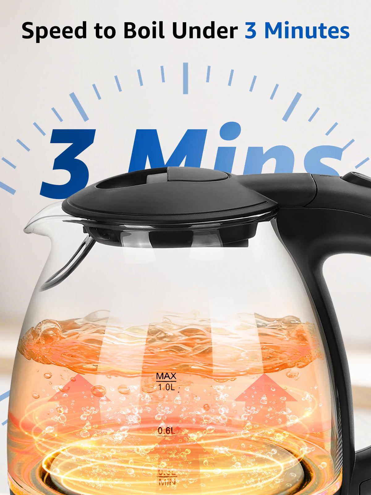 Glas-Wasserkocher 1 Liter mit LED
