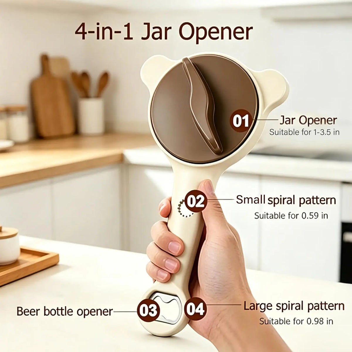 Verstellbarer Deckelöffner 4 in 1