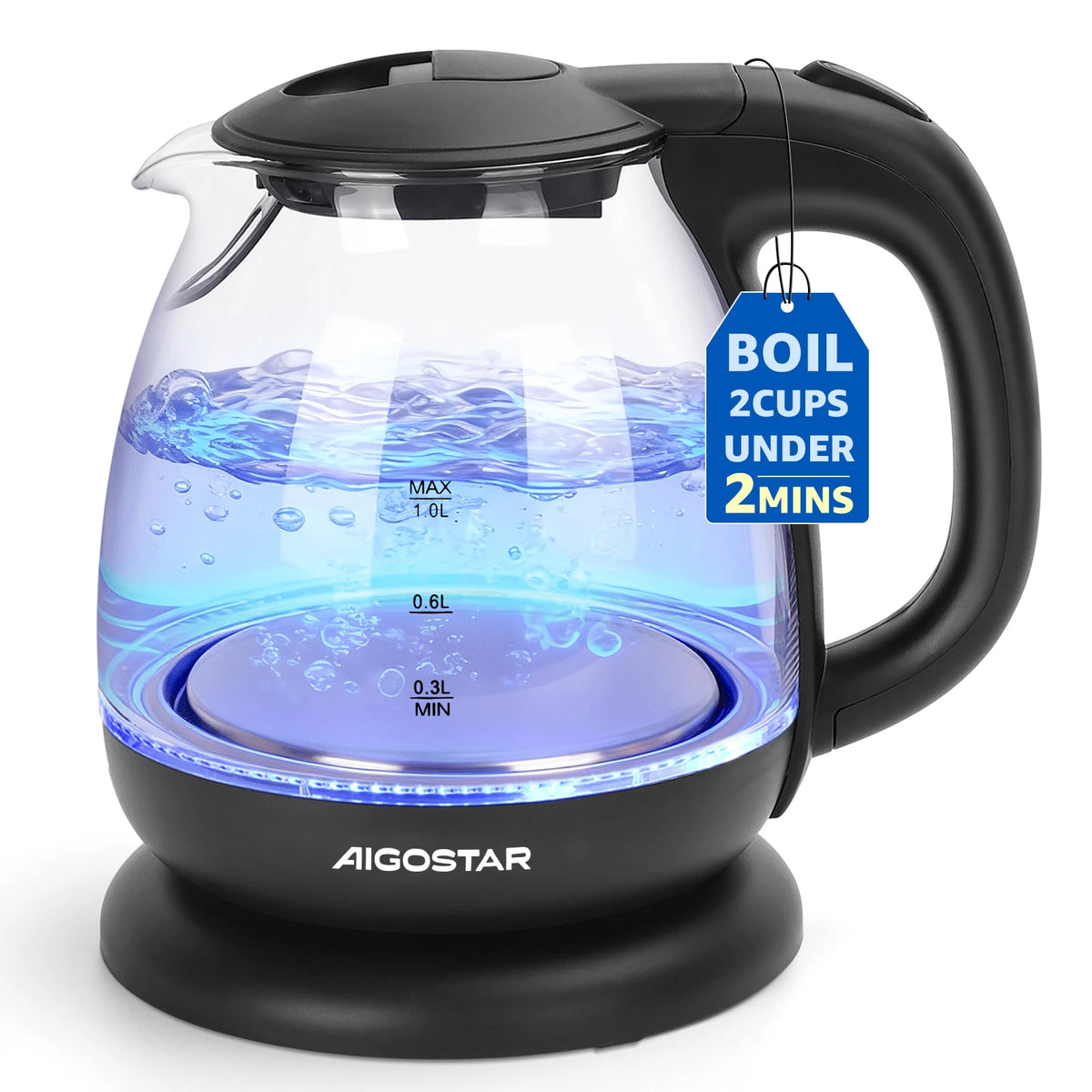 Glas-Wasserkocher 1 Liter mit LED