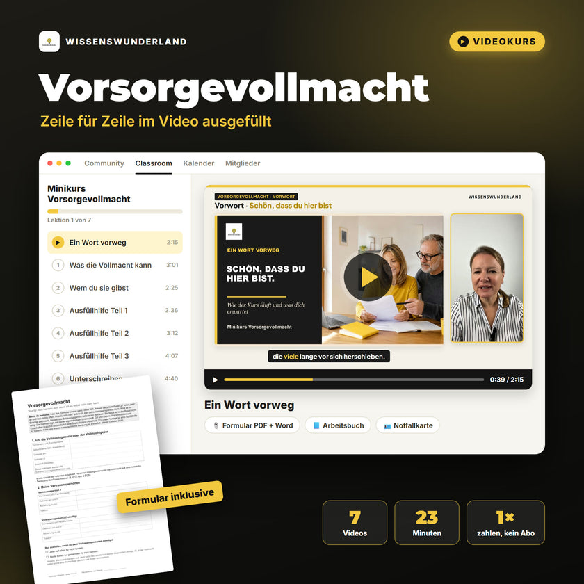 Videokurs Vorsorgevollmacht – mit Formular